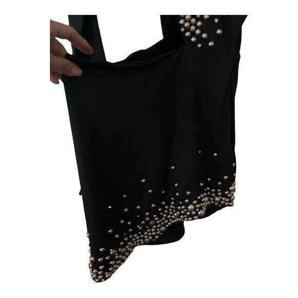 NBD Isla One Shoulder Mini Dress Cut Out Embellished Detachable Sleeve Black S - Picture 9 of 16